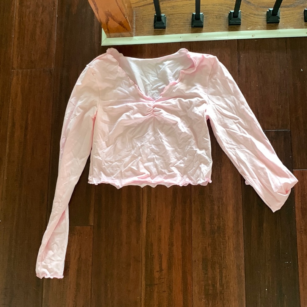 Pink fringed crop top